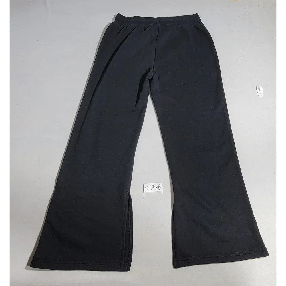 Converse Girls Black Wide Leg Fleece Sweatpants Side Slit Logo L 12-13 E045-023